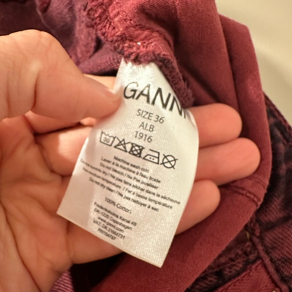 NWT Ganni Acid Wash Denim Skirt Purple / Burgundy 36 - Picture 5 of 7